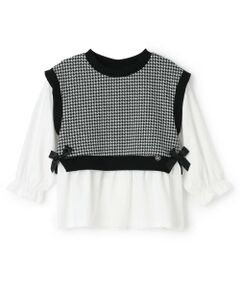 Pupil House / ピューピルハウス シャツ・ブラウス | 【セットアップ対応可】ベストレイヤード風ドッキングトップス