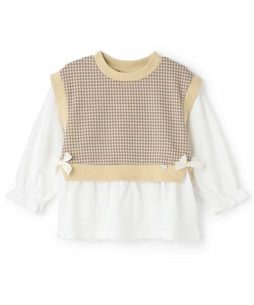 Pupil House / ピューピルハウス シャツ・ブラウス | 【セットアップ対応可】ベストレイヤード風ドッキングトップス（ベージュ）