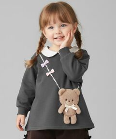 Pupil House / ピューピルハウス スウェット | 衿つきクマポシェットトレーナー