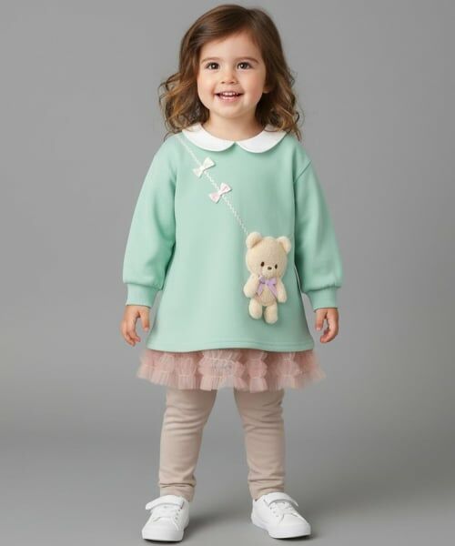 Pupil House / ピューピルハウス スウェット | 衿つきクマポシェットトレーナー | 詳細12