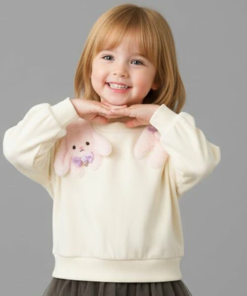 Pupil House / ピューピルハウス スウェット | うさぎモチーフ裏毛トレーナー（アイボリー）