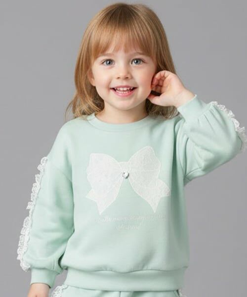 Pupil House / ピューピルハウス スウェット | 【セットアップ対応可】レースりぼんモチーフトレーナー（ミント）