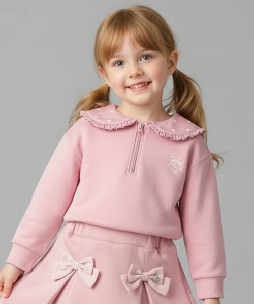 Pupil House / ピューピルハウス Tシャツ | セーラー衿ハーフZIP（ピンク）