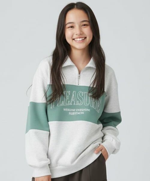 Pupil House / ピューピルハウス スウェット | 【milky coast】裏毛ハーフZIPトレーナー（グレー）