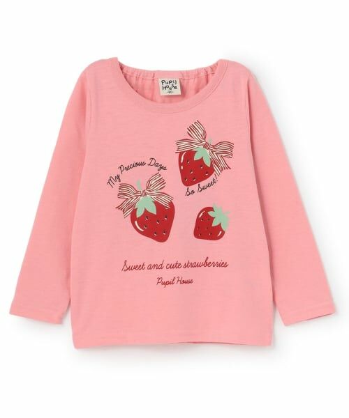 Pupil House / ピューピルハウス Tシャツ | 【990★ITEM】いちご・りぼんTシャツ（ピンク）