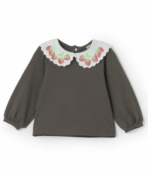 Pupil House / ピューピルハウス シャツ・ブラウス | いちご衿刺しゅうブラウス（チャコール）