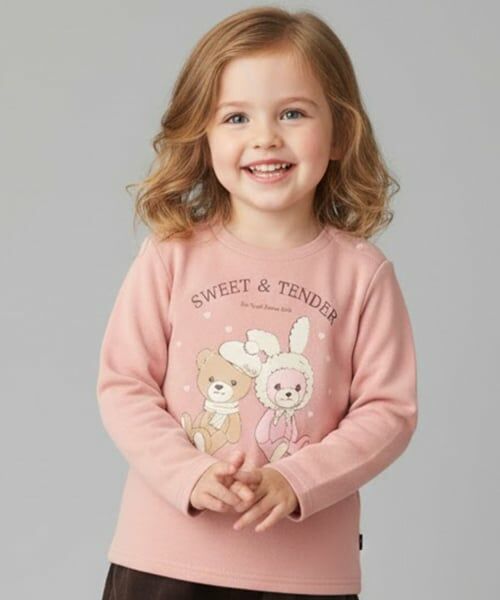 Pupil House / ピューピルハウス Tシャツ | クマ&ウサギ裏毛プルオーバー（ピンク）