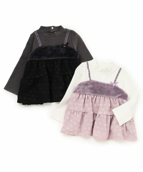 Pupil House / ピューピルハウス Tシャツ | ファー切り替えビスチェ風ドッキングトップス | 詳細8