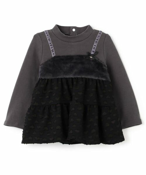 Pupil House / ピューピルハウス Tシャツ | ファー切り替えビスチェ風ドッキングトップス | 詳細9