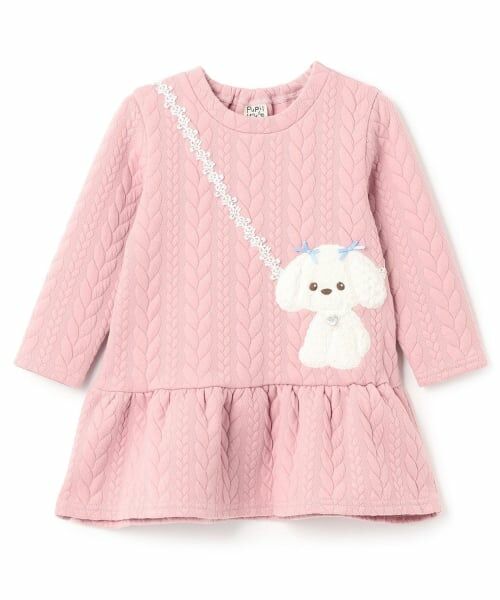 Pupil House / ピューピルハウス ミニ丈・ひざ丈ワンピース | プードルキルトワンピース（ピンク）