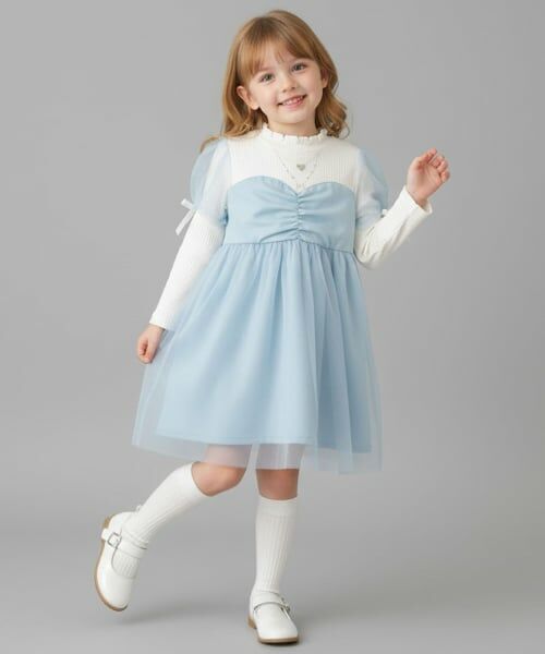 Pupil House / ピューピルハウス ミニ丈・ひざ丈ワンピース | プリンセスワンピース（サックス）