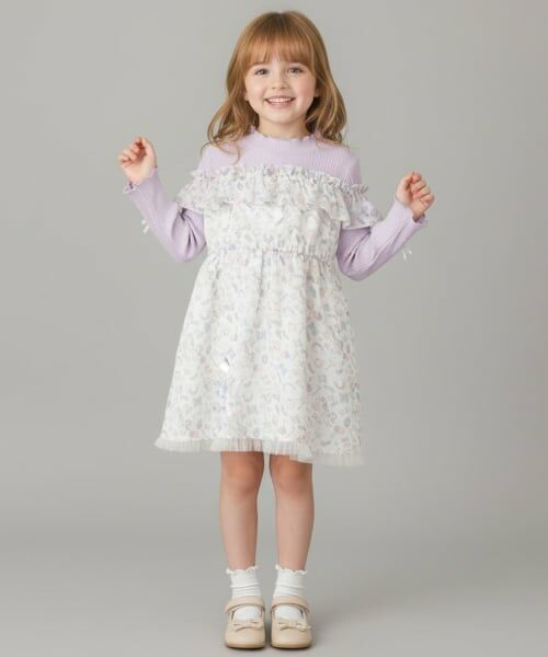 Pupil House / ピューピルハウス ミニ丈・ひざ丈ワンピース | ユニコーンモチーフワンピース（ラベンダー）