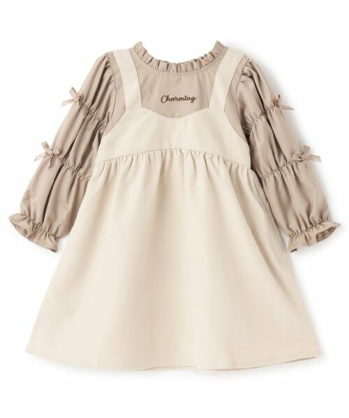 Pupil House / ピューピルハウス ミニ丈・ひざ丈ワンピース | 袖リボンジャンスカ風ドッキングワンピース | 詳細8