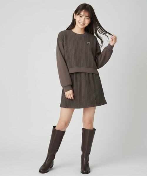 Pupil House / ピューピルハウス ニット・セーター | 【milky coast】ケーブルセットアップ（グレー）