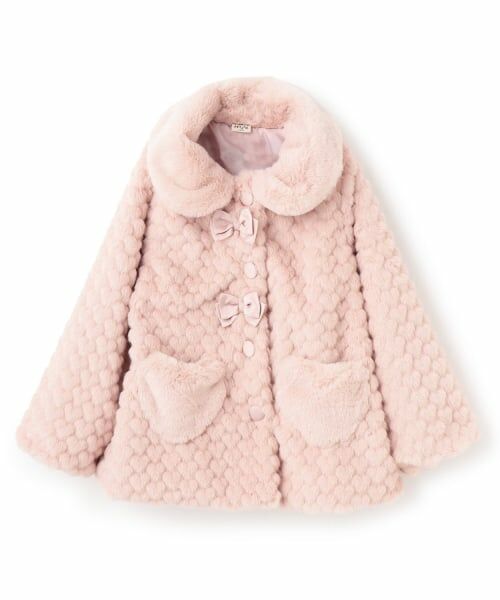 Pupil House / ピューピルハウス その他アウター | ハートモチーフフェイクファーコート（ピンク）