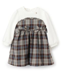 Pupil House / ピューピルハウス ミニ丈・ひざ丈ワンピース | ドッキングチェックワンピース