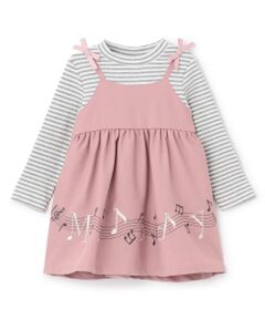 Pupil House / ピューピルハウス ミニ丈・ひざ丈ワンピース | 音符刺しゅうドッキングワンピース