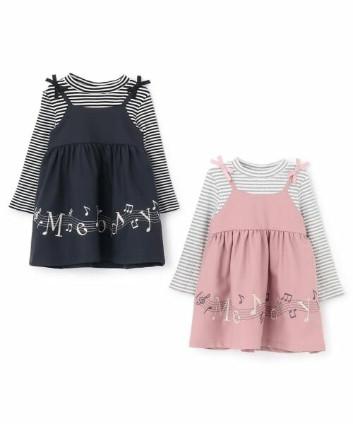 Pupil House / ピューピルハウス ミニ丈・ひざ丈ワンピース | 音符刺しゅうドッキングワンピース | 詳細8