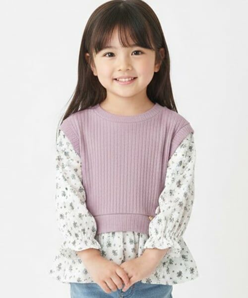 Pupil House / ピューピルハウス その他トップス | ニットベストドッキングチュニック（ラベンダー）