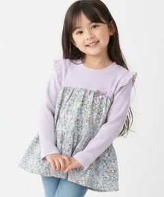 Pupil House / ピューピルハウス Tシャツ | 花柄ドッキング長袖Tシャツ