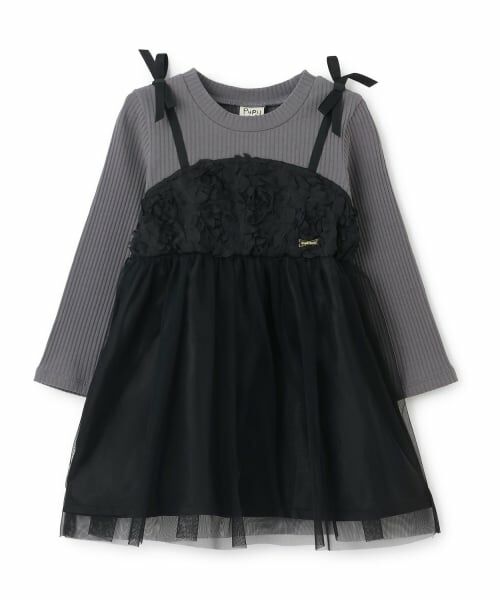 Pupil House / ピューピルハウス ミニ丈・ひざ丈ワンピース | フラワーモチーフチュールドッキングワンピ | 詳細9