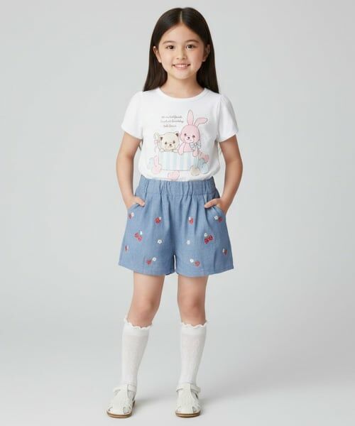 Pupil House / ピューピルハウス ショート・ハーフ・半端丈パンツ | いちご刺しゅうバルーンパンツ | 詳細14
