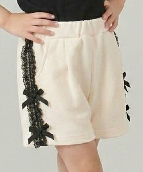 Pupil House / ピューピルハウス ショート・ハーフ・半端丈パンツ | サイドレースショートパンツ（アイボリー）