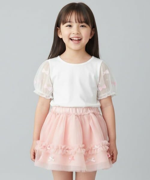 Pupil House / ピューピルハウス ミニ・ひざ丈スカート | チュールスカート（ピンク）
