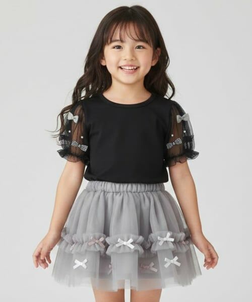 Pupil House / ピューピルハウス ミニ・ひざ丈スカート | チュールスカート（グレー）