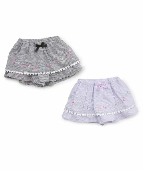 Pupil House / ピューピルハウス ショート・ハーフ・半端丈パンツ | ギンガムチェックガーリーモチーフキュロット | 詳細6