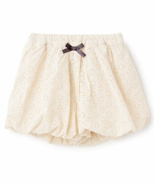 Pupil House / ピューピルハウス ショート・ハーフ・半端丈パンツ | 刺しゅうレースバルーンパンツ(オフ ホワイト)