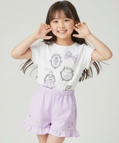 Pupil House / ピューピルハウス ショート・ハーフ・半端丈パンツ | 裾フリルさくらんぼ刺しゅうショートパンツ