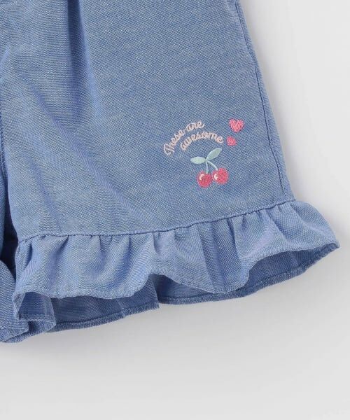 Pupil House / ピューピルハウス ショート・ハーフ・半端丈パンツ | 裾フリルさくらんぼ刺しゅうショートパンツ | 詳細4