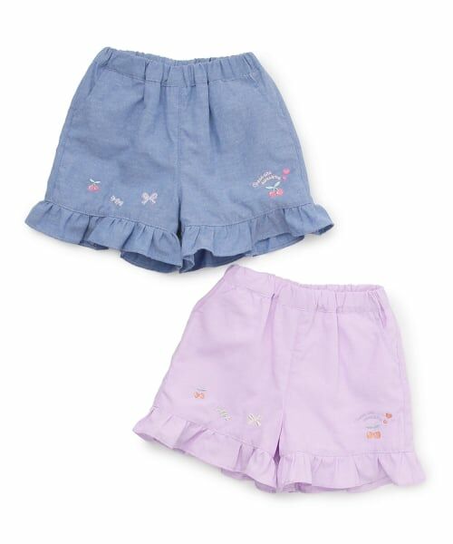 Pupil House / ピューピルハウス ショート・ハーフ・半端丈パンツ | 裾フリルさくらんぼ刺しゅうショートパンツ | 詳細7