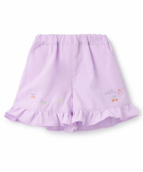 Pupil House / ピューピルハウス ショート・ハーフ・半端丈パンツ | 裾フリルさくらんぼ刺しゅうショートパンツ | 詳細9