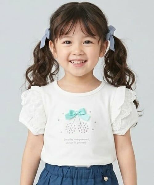 Pupil House / ピューピルハウス Tシャツ | チェリーモチーフラインストーン半袖Tシャツ（オフ ホワイト）