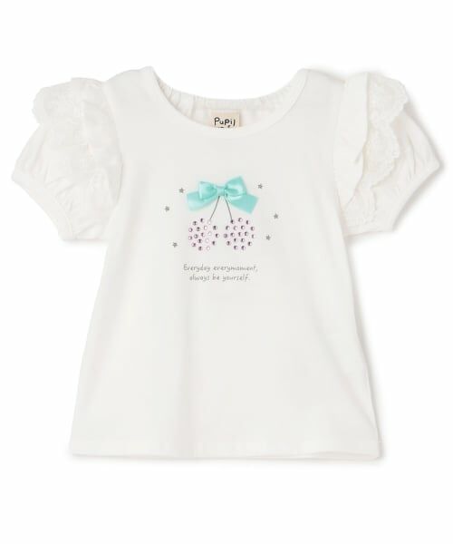 Pupil House / ピューピルハウス Tシャツ | チェリーモチーフラインストーン半袖Tシャツ | 詳細8