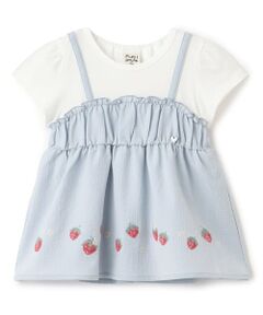 Pupil House / ピューピルハウス Tシャツ | いちご刺しゅうビスチェドッキングTシャツ