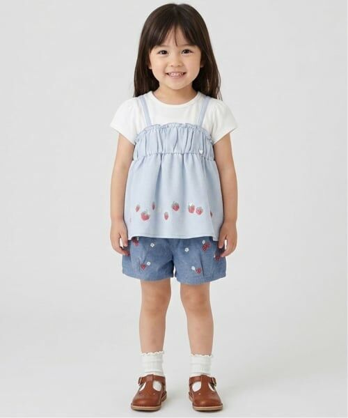 Pupil House / ピューピルハウス Tシャツ | いちご刺しゅうビスチェドッキングTシャツ | 詳細9