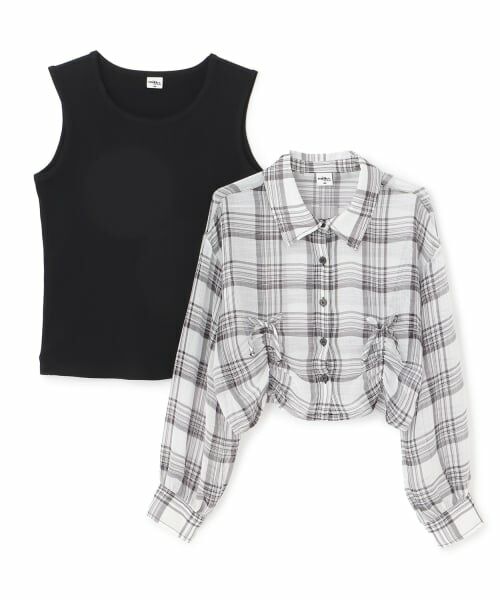 Pupil House / ピューピルハウス シャツ・ブラウス | 【milky coast】シアーシャツ×タンクトップセット | 詳細2