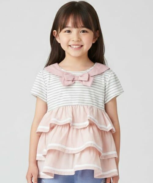 Pupil House / ピューピルハウス その他トップス | セーラーフリルチュニック(ピンク)