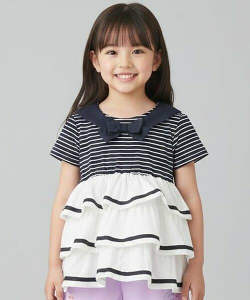 Pupil House / ピューピルハウス その他トップス | セーラーフリルチュニック(紺)