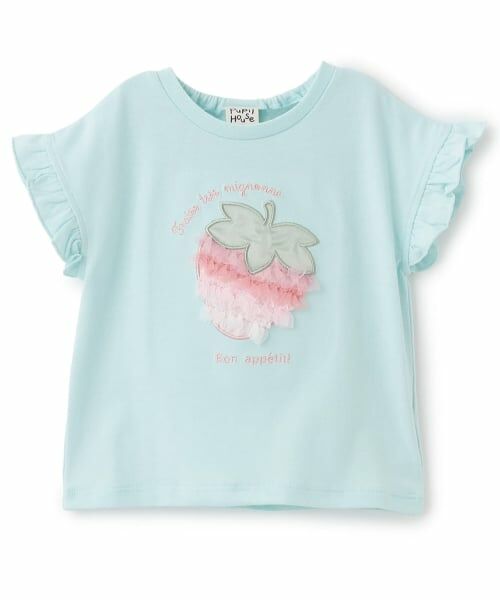 Pupil House / ピューピルハウス Tシャツ | さくらんぼ・いちごモチーフTシャツ（エメラルド グリーン）