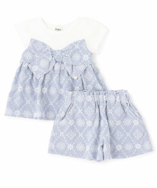 Pupil House / ピューピルハウス Tシャツ | ギンガムチェック刺しゅうレースセットアップ | 詳細2