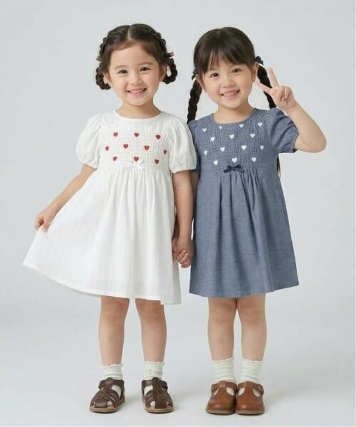 Pupil House / ピューピルハウス ミニ丈・ひざ丈ワンピース | 胸ハート刺しゅうワンピース | 詳細18