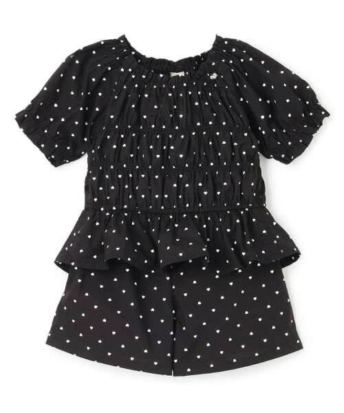 Pupil House / ピューピルハウス その他トップス | たっぷりギャザーセットアップ(黒)