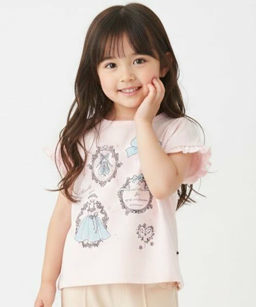 Pupil House / ピューピルハウス Tシャツ | 【990★ITEM】バレエモチーフ袖フリルTシャツ（ライト ピンク）