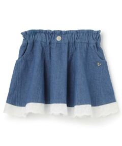 Pupil House / ピューピルハウス ミニ・ひざ丈スカート | 裾レースデニムスカート