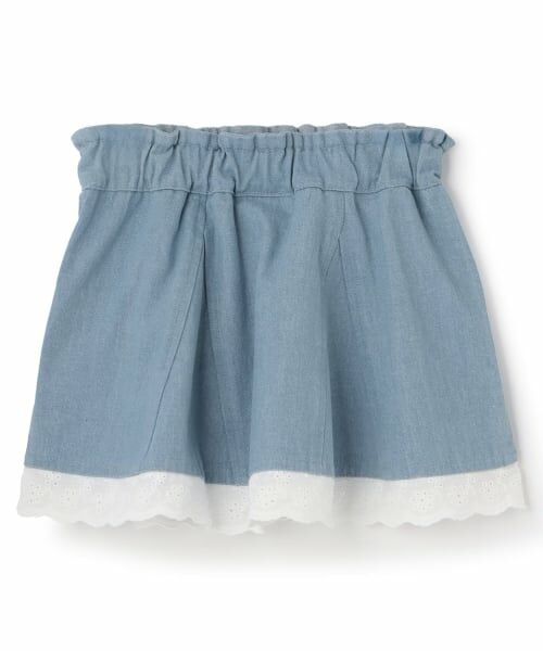 Pupil House / ピューピルハウス ミニ・ひざ丈スカート | 裾レースデニムスカート | 詳細1