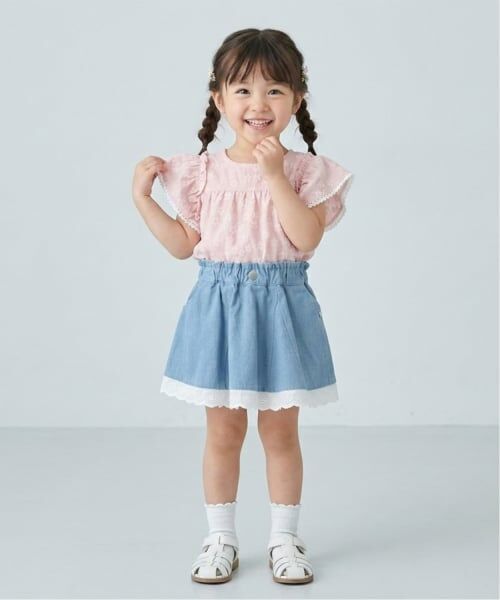 Pupil House / ピューピルハウス ミニ・ひざ丈スカート | 裾レースデニムスカート | 詳細10